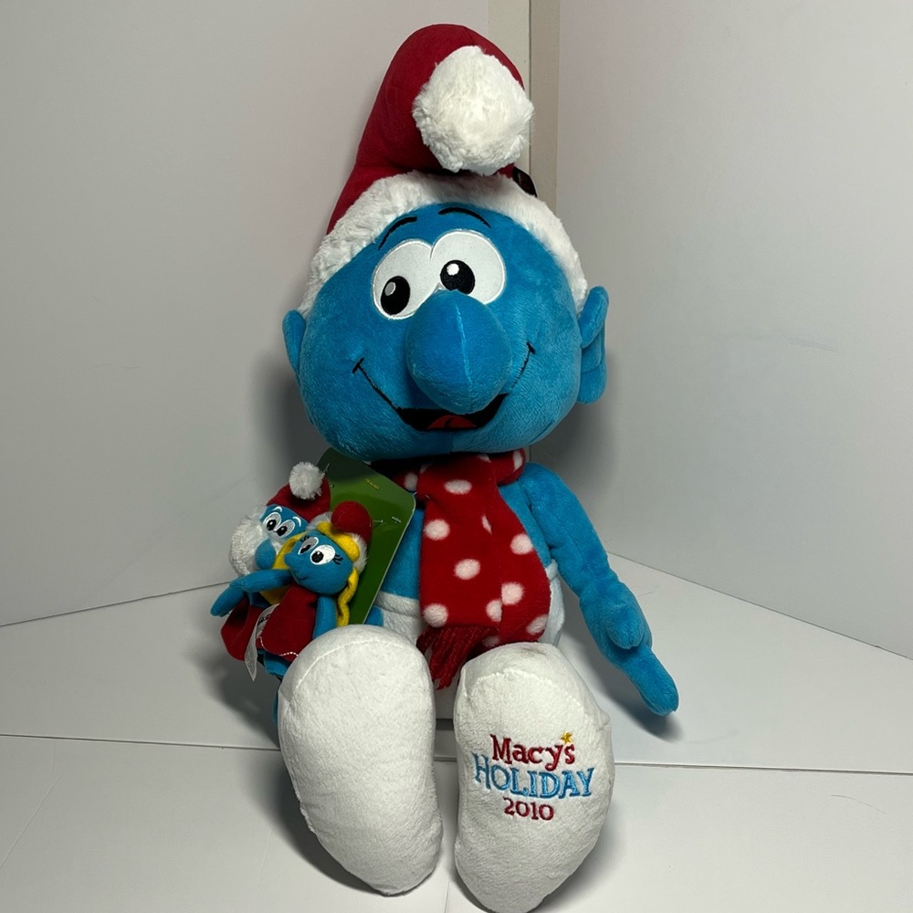 Macys 2010 Holiday Smurfs Plush Finger Pal Limited Edition Christmas Collectible